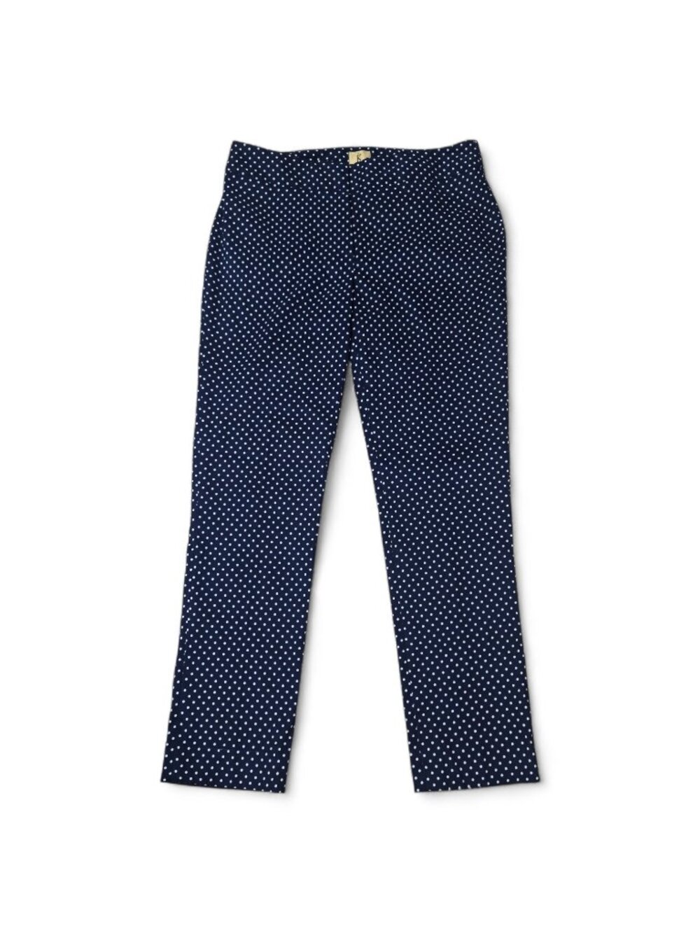 Kasper Dress Pants Size 8 Navy Blue White Polka Dot Stretch Career Work
